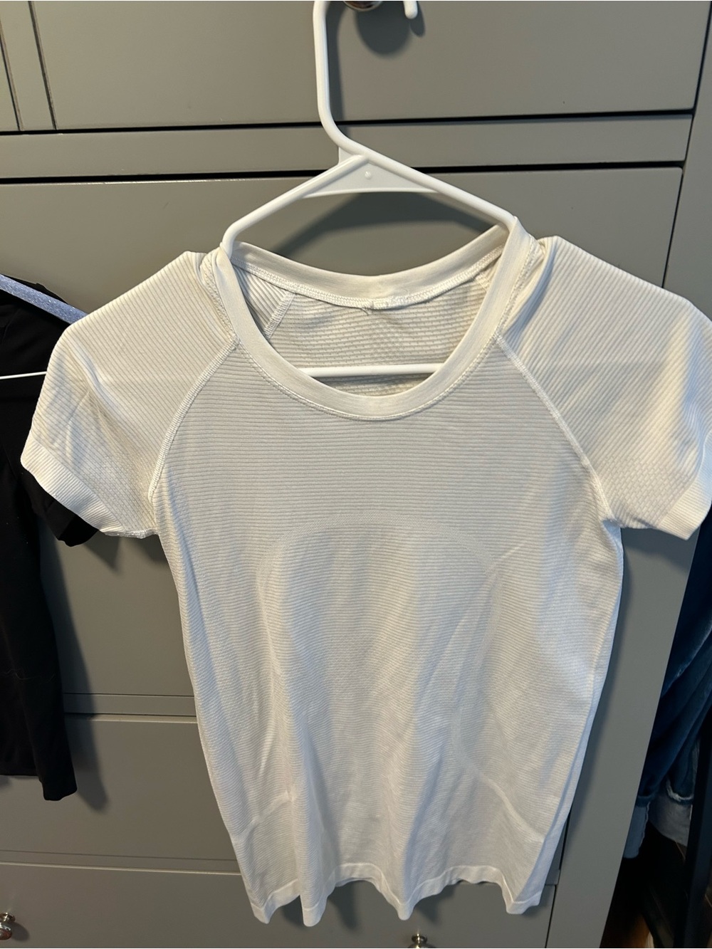 lululemon athletica White Ribbed Short-Sleeve Tee